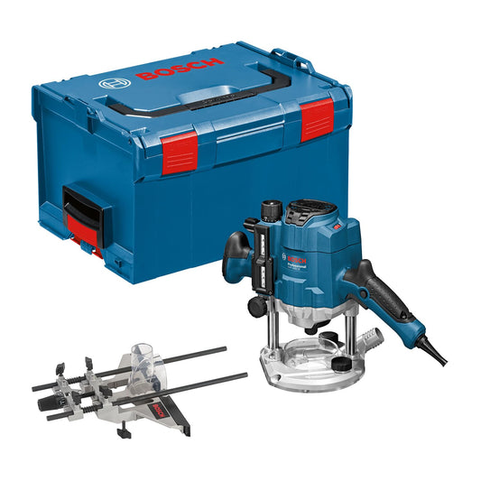 Bosch Professional Router GOF 1250 CE (including 19 mm open-end wrench, parallel guide with fine adjustment, copy sleeve adapter, collet, L-BOXX)