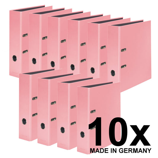Falcon 10-pack PastelColor folders. Made in Germany. 8 cm wide DIN A4 pastel color flamingo pink ring binder file folder office folder plastic folder slot folder pattern folder