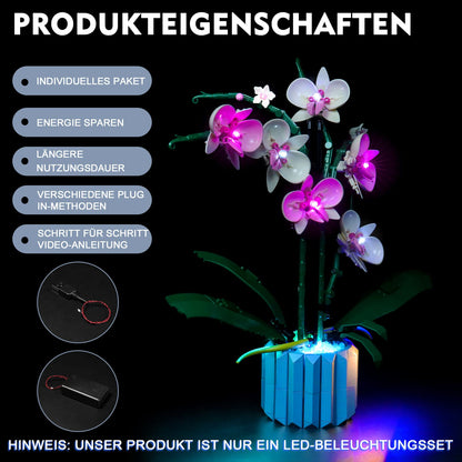 BrickBling light set compatible with Lego Orchid decoration LED light set, compatible with Lego 10311 Orchid Botanical Collection set (lights only, bricks not included) - light control version.