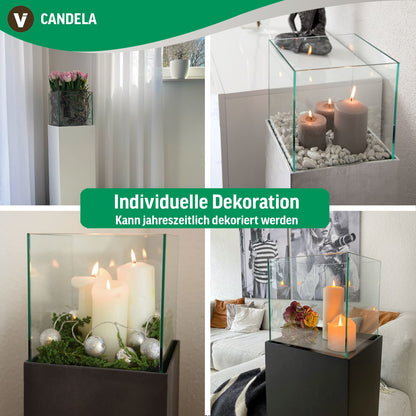 VIVANNO windlight column candle holder decorative lantern Candela concrete look anthracite 80 cm high