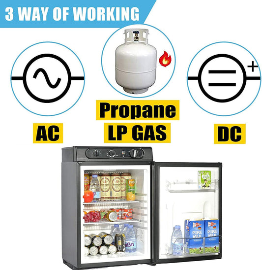 SMETA Refrigerator Gas 12V 230V, Gas Refrigerator, Camping Refrigerator, Caravan Refrigerator 12V Gas Refrigerator 60L 12V/230V/LPG for RV Camper Caravan, Black