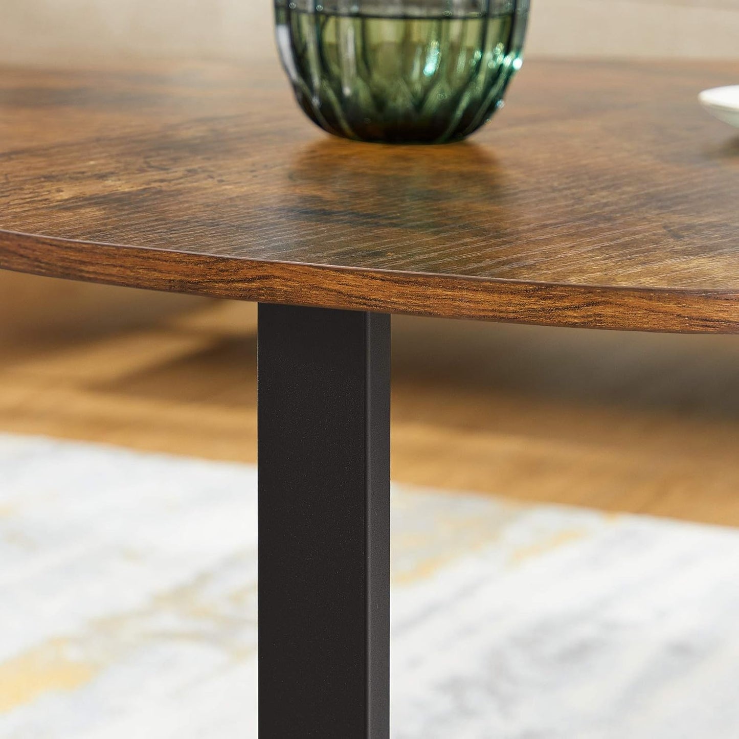 VASAGLE Round Coffee Table, Living Room Table, Industrial Style, Steel Frame, Easy Assembly, for Living Room, Bedroom, Rustic Brown and Black LCT88X