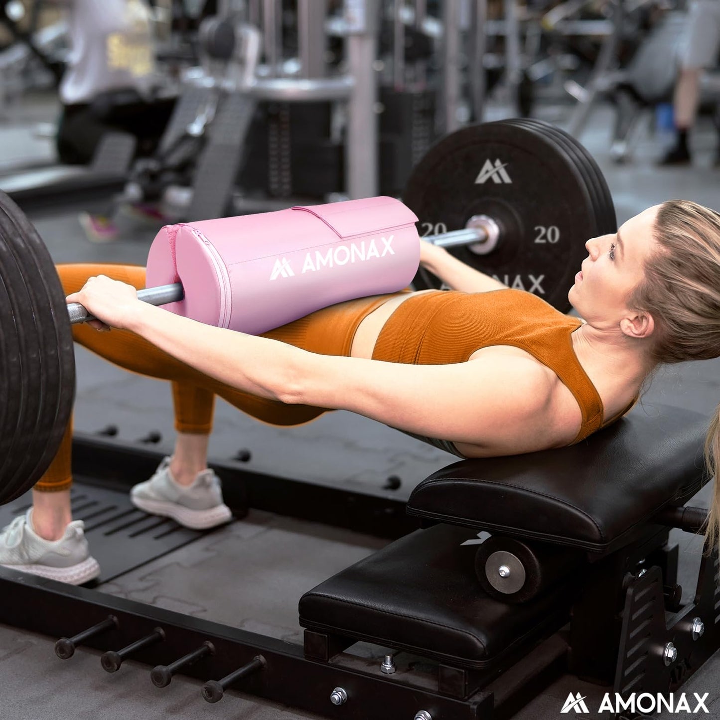 AMONAX Hip Thrust Barbell Pad, Extra Thick Barbell Pad, Durable Gym Accessory, Fitness Pad for barbell, barbell padding for Fitness Accessories Women and Men (Pink)