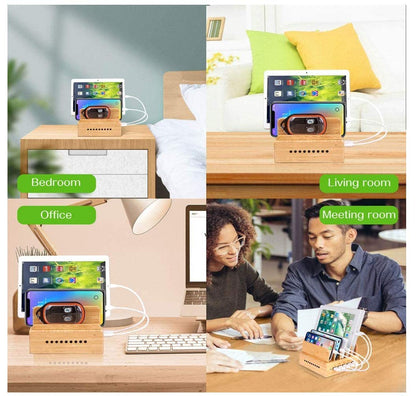 Yisen Mobile Charging Station USB Charger Multiple Charging Station for Multiple Devices Smartphone, Tablets (with 5 USB Cables)