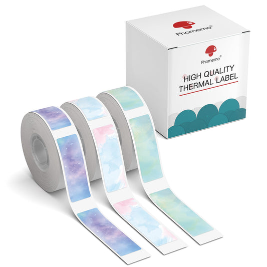 3 rolls of Phomemo self-adhesive thermal labels, 12mm*40mm, compatible with PhomemoD30 label printer, suitable for home, office, school, 160/roll, total of 3 rolls (Starry Sky)