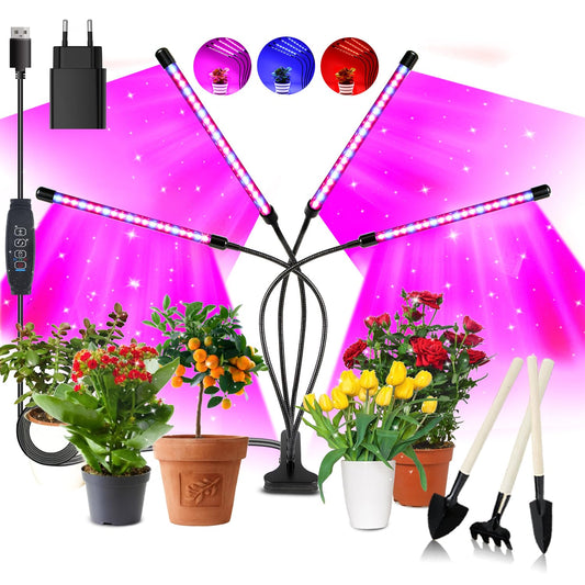 Niello Plant Lamp LED, Plant Light 80 LEDs Growth Lamp Growing light Full Spectrum with 10 Levels, 3 Modes, 4 Heads Growth Lamp with Timer for Gardening
