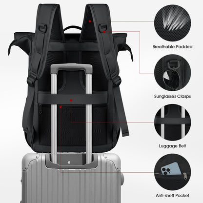 Lubardy Rolltop Backpack Men Women Waterproof Laptop Backpack 17.3 Inch School Backpack Daypacks for College Work Travel Leisure