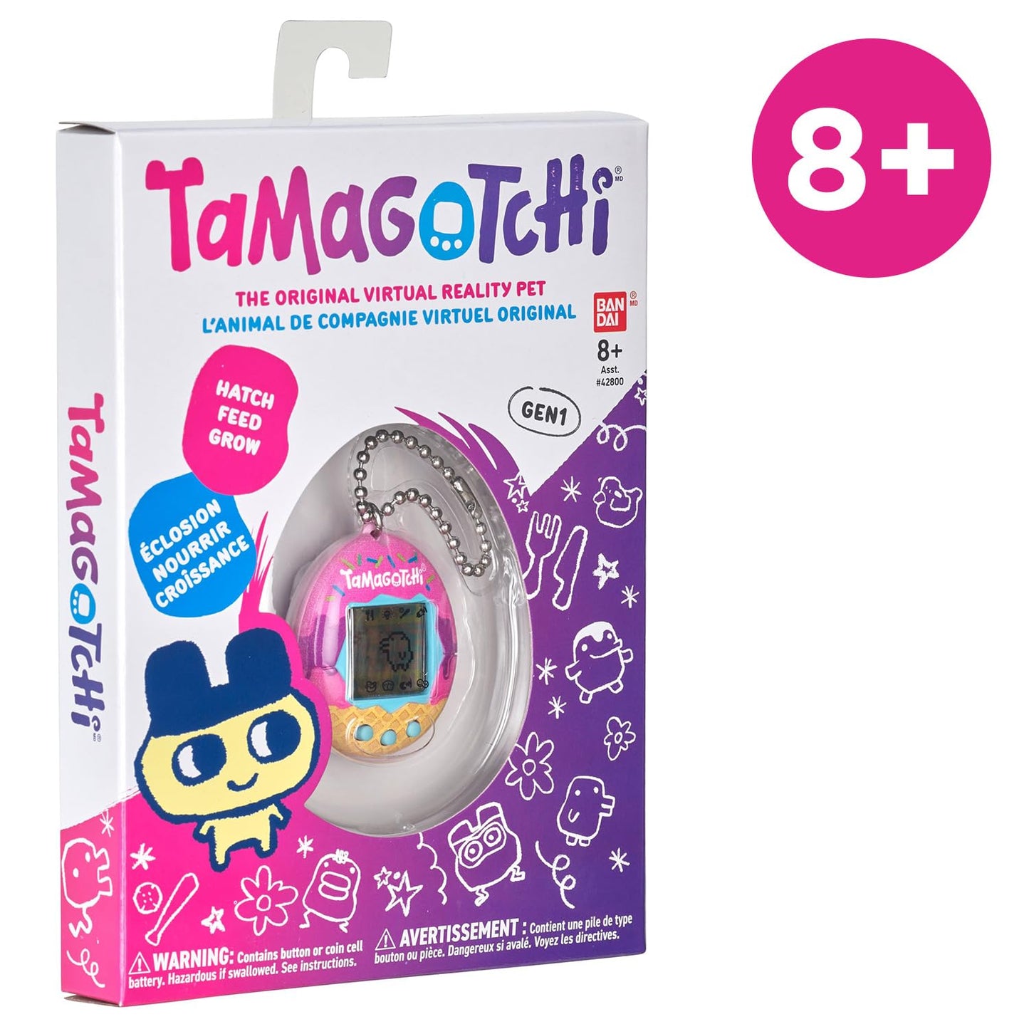 Bandai - Tamagotchi - Tamagotchi Original - Icecream - Electronic virtual pet with color display, 3 buttons and games - Interactive pet in German - Children's toy for ages 8 and up - 42922