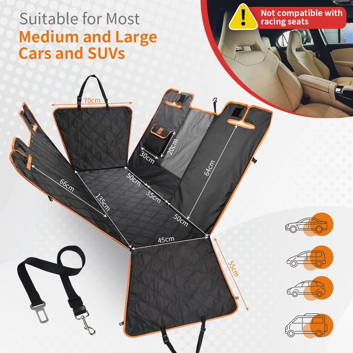 KYG dog blanket car back seat car seat cover dog rear seat waterproof & scratch-resistant car dog blanket back seat for cars and SUVs with side protection and window 135x175cm.