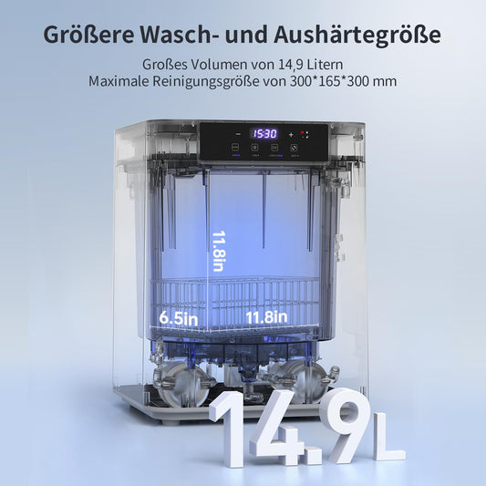 ANYCUBIC Wash & Cure Max Machine, Ultra-large 2 in 1 washing and curing machine for LCD/DLP/SLA resin 3D printers Photon M3 Max/M5s Pro/m7 Pro, dual mode, alcohol-saving, washing size 300x165x300mm