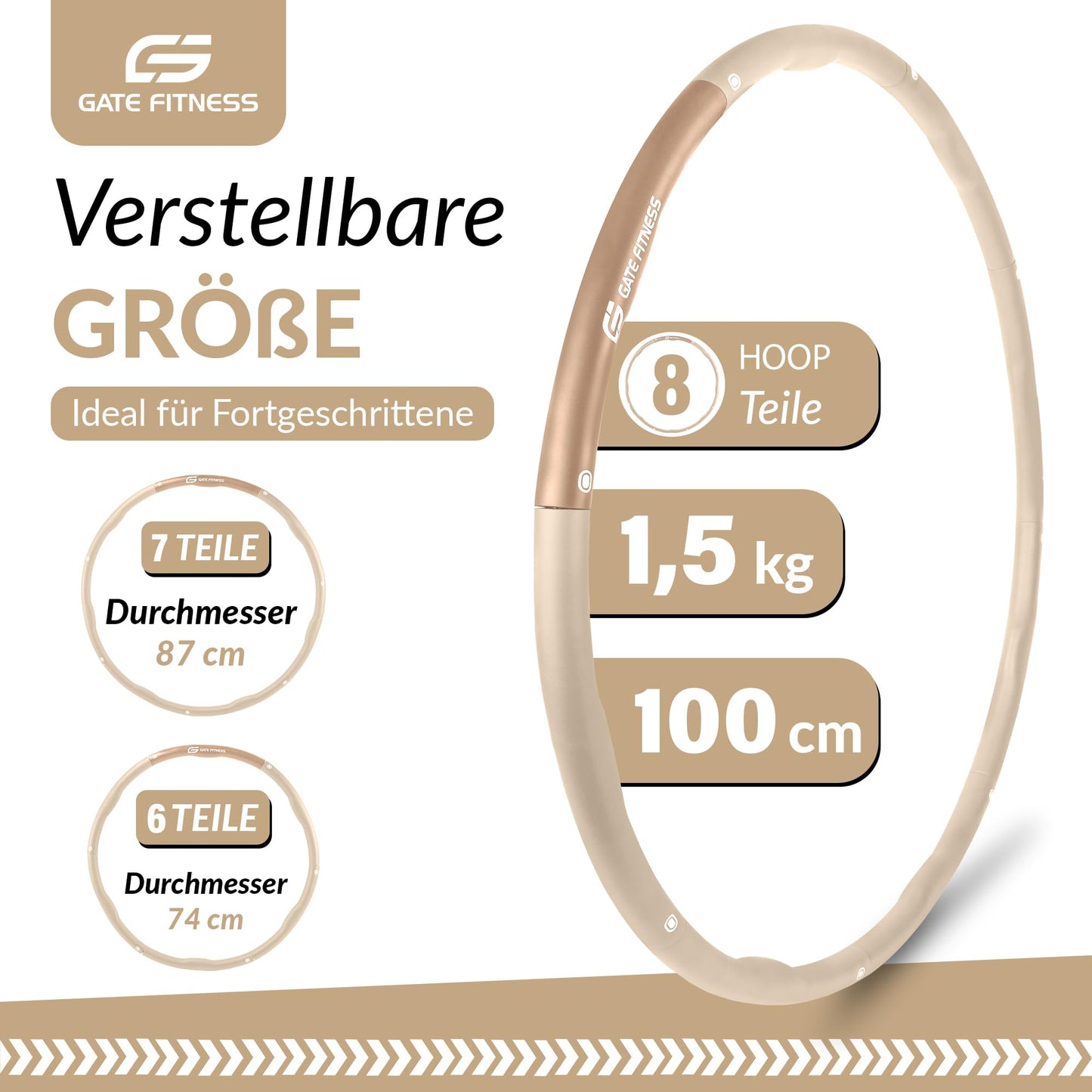 GATE FITNESS Hula Hoop hoops for adults and kids to lose weight [1.2kg / 1.5kg / 2kg] | 6 to 8 segments Hoola hoops with wave design | Beginners & Advanced | Fitness hoop with foam.