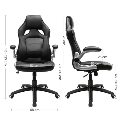 SONGMICS Racing Chair Office Chair Gaming Chair Executive Chair Swivel Chair PU, black, OBG62B