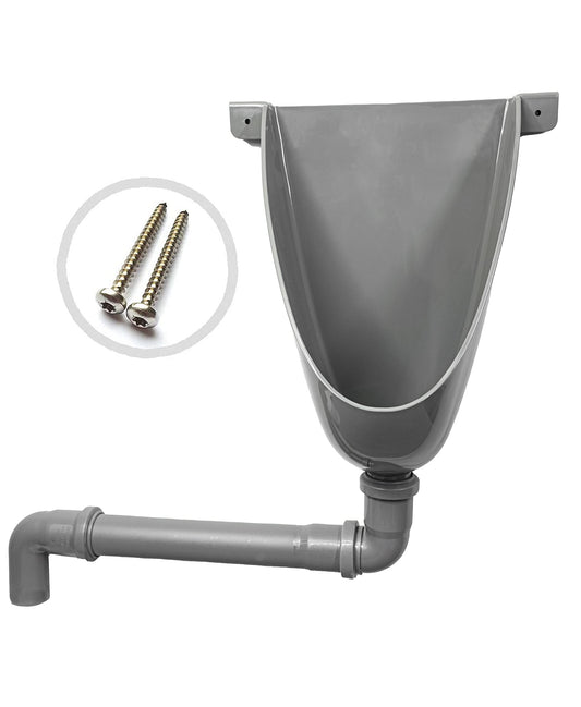 Agande Urinal Urinal basin Pissoir wall urinal plastic PVC, simple and waterless with drainage pipe and 2 stainless steel screws for camping garden basement construction site toilet, Made in Europe
