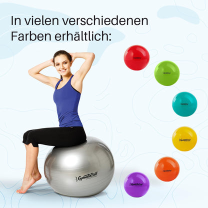 PEZZI - Gymnastics Ball Original Pezziball Standard 75cm Ø - Exercise ball for therapy, sports & office - Universal training ball made of sturdy PVC, up to 400 kg load capacity - Purple