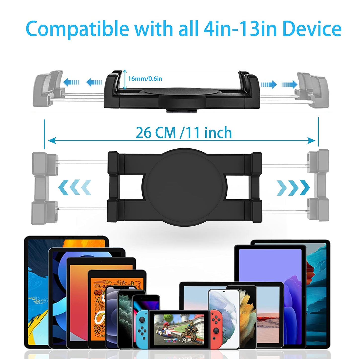 Swan Neck Car Tablet Drink Holder, woleyi Universal Tablet Drink Holder for Car, Truck, Treadmill, Spinning Bike, for iPad Pro 12.9 Air Mini, Galaxy Tabs, iPhone More 4-13" Phone and Tablets