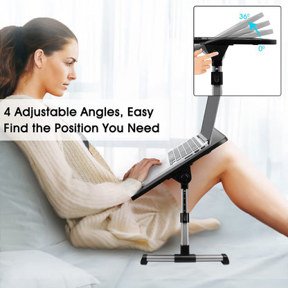 AirOpen laptop desk for bed, height adjustable, angle adjustable, folding bed table with drawer, tablet stand, laptop table for bed, sofa, couch, floor (53 x 30 cm, black)