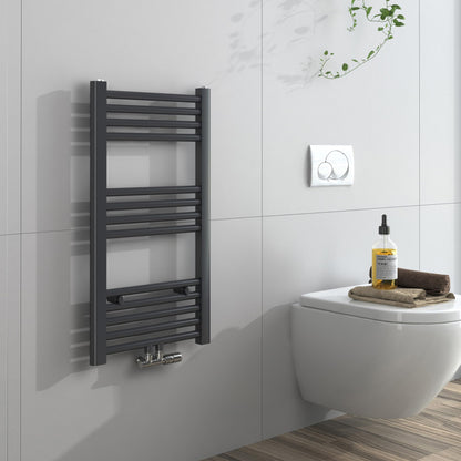 EMKE Towel Radiator 750x400 mm, Bathroom Radiator Towel Rail Central Connection Towel Warmer Towel Dryer Small Bathroom Heater Anthracite 244W