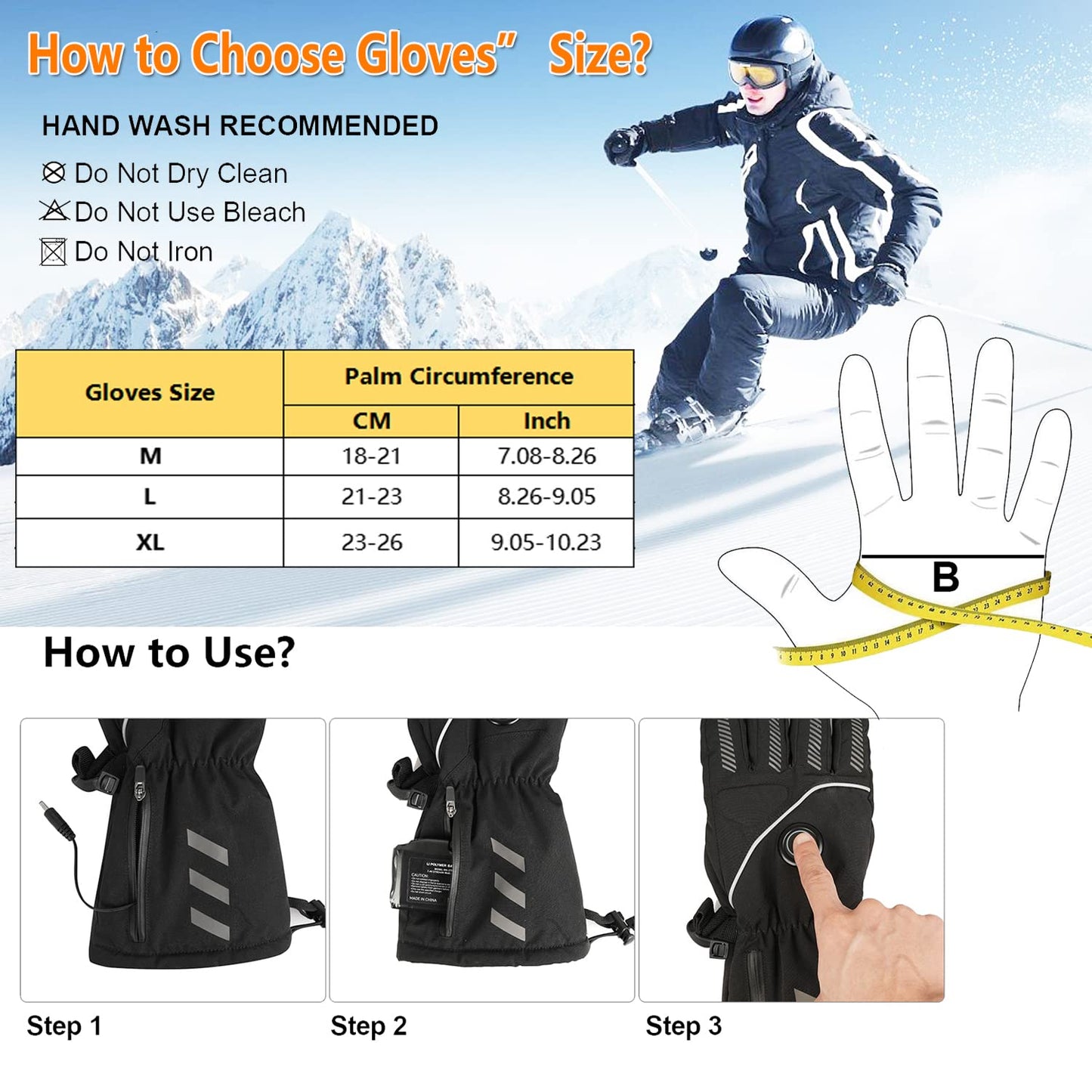Moteoza Heated Gloves for Men Women with Rechargeable Battery 4000mAh, Waterproof Electric Heated Ski Gloves Motorcycle Gloves