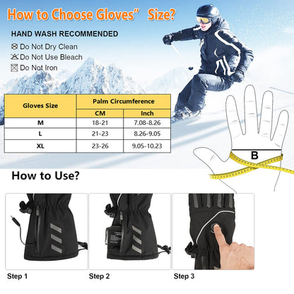 Moteoza Heated Gloves for Men Women with Rechargeable Battery 4000mAh, Waterproof Electric Heated Ski Gloves Motorcycle Gloves