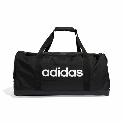 adidas Unisex Essentials Linear Duffel Bag, Black/Black/White, M