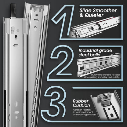 SHUHANG drawer slides heavy duty drawer slide full extension 400mm with lock drawer slides capacity ball bearing 68kg loading capacity side mounted 1 pair (2 pieces)