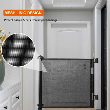 Stair gate Door gate Retractable 0-150 cm,Baby safety gate Stair guard for children,Cats and dogs,Suitable for indoor outdoor use (Black-150CM)