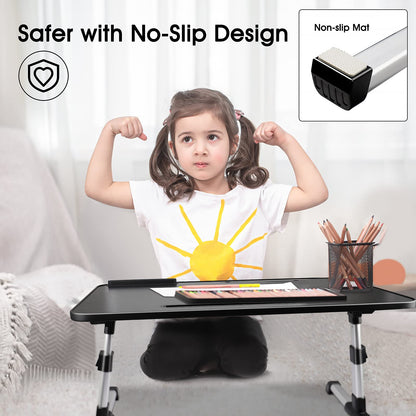 AirOpen laptop desk for bed, height adjustable, angle adjustable, folding bed table with drawer, tablet stand, laptop table for bed, sofa, couch, floor (53 x 30 cm, black)