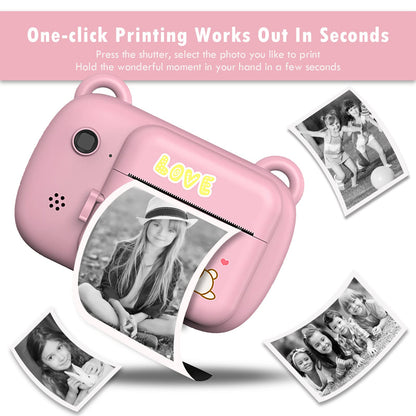 SUPBRO Kids Camera, Children's Camera, Digital Kids Cameras with 2.4-Inch Screen 1080P HD Camera Instant Print Camera for Kids 3-10 Years Old Birthday Christmas (Rabbit)