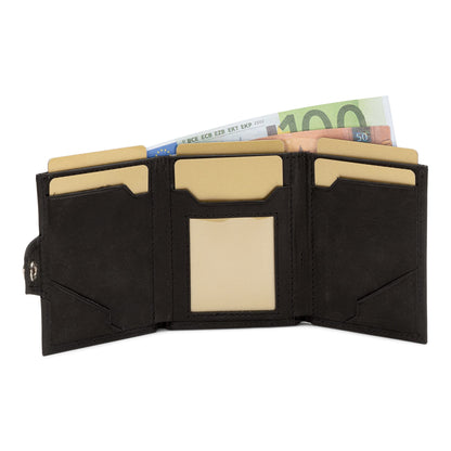 SERASAR | Leather Wallet for Men [Genius] with RFID Protection | Black | Genuine Leather | Cash and Coin Compartment | Includes Gift Box | Great Gift Idea | Men's Wallet