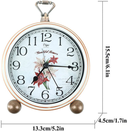 Maxspace Analog Alarm Clock Non-Ticking, Retro Battery Operated Alarm Clock Loud for Deep Sleepers, Radiation-Free Alarm Clock for Bedroom Living Room