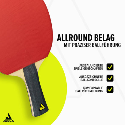 JOOLA Table Tennis Set Quattro, 4 Table Tennis Rackets + 10 Table Tennis Balls + Bag, 28.5x26x8.5cm