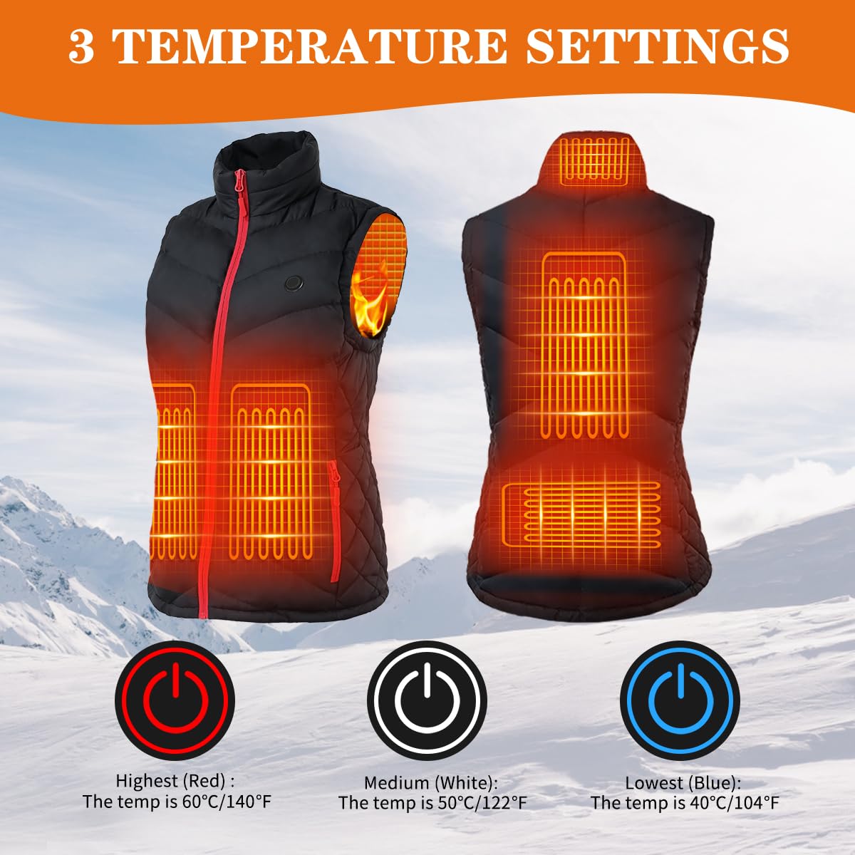 Unzip Heated Vest for Women with Battery Pack, Lightweight Electric Heated Vest for Women, Rechargeable USB Vest with Pockets, Warm Winter Slim Fit Vest Fishing Outdoor Hiking Hunting Vest