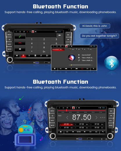 [2G+32G] Hikity Android Car Radio GPS Navigation For VW Golf 5 6 Polo T5 Tiguan Caddy Skoda Passat B6 B7 Touran 7 Inch Car Stereo 2Din with GPS WiFi Bluetooth FM USB Mirror Link MIC Rear View Camera