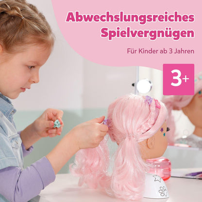BABY born Styling Head Creative, styling head for painting with high-quality pink hair and over 20 accessories, 836033 Zapf Creation.