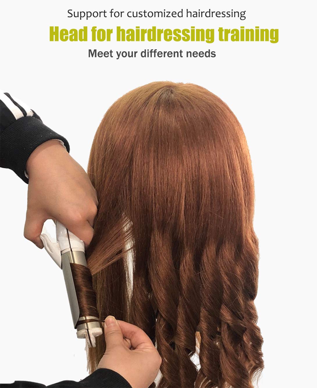 Mannequin head with 100% real hair, 45.7 cm, Dark Brown, Cosmetology, Practice Head, Doll heads with clamp holder and tools by SZCY LLC.