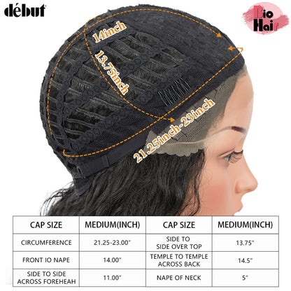 DEBUT Lace Front Wig Long Curly Wig for Women 76 cm 263g Synthetic Hair Side HD Lace Front 150% Density（76 cm,1B）