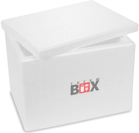 THERM-BOX Styrofoam box 19W Inside: 34x23x24cm Wall: 3cm Volume: 19.58L Insulated box Cooler box Insulated lunch box Reusable