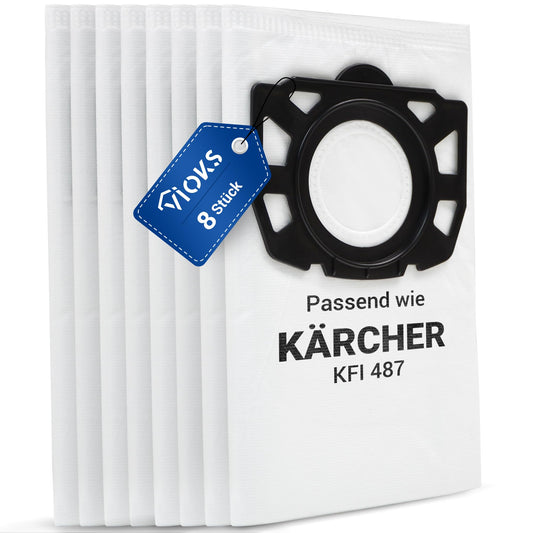 VIOKS 8x Vacuum Cleaner Bags Replacement for Kärcher 2.863-006.0 Fleece Filter Bag KFI 487 - Kärcher Filter Bags Fleece Vacuum Cleaner Bags for Kärcher Wet Dry Vacuums WD4 WD5 WD6 MV4 MV5 MV6 WD5P WD6P