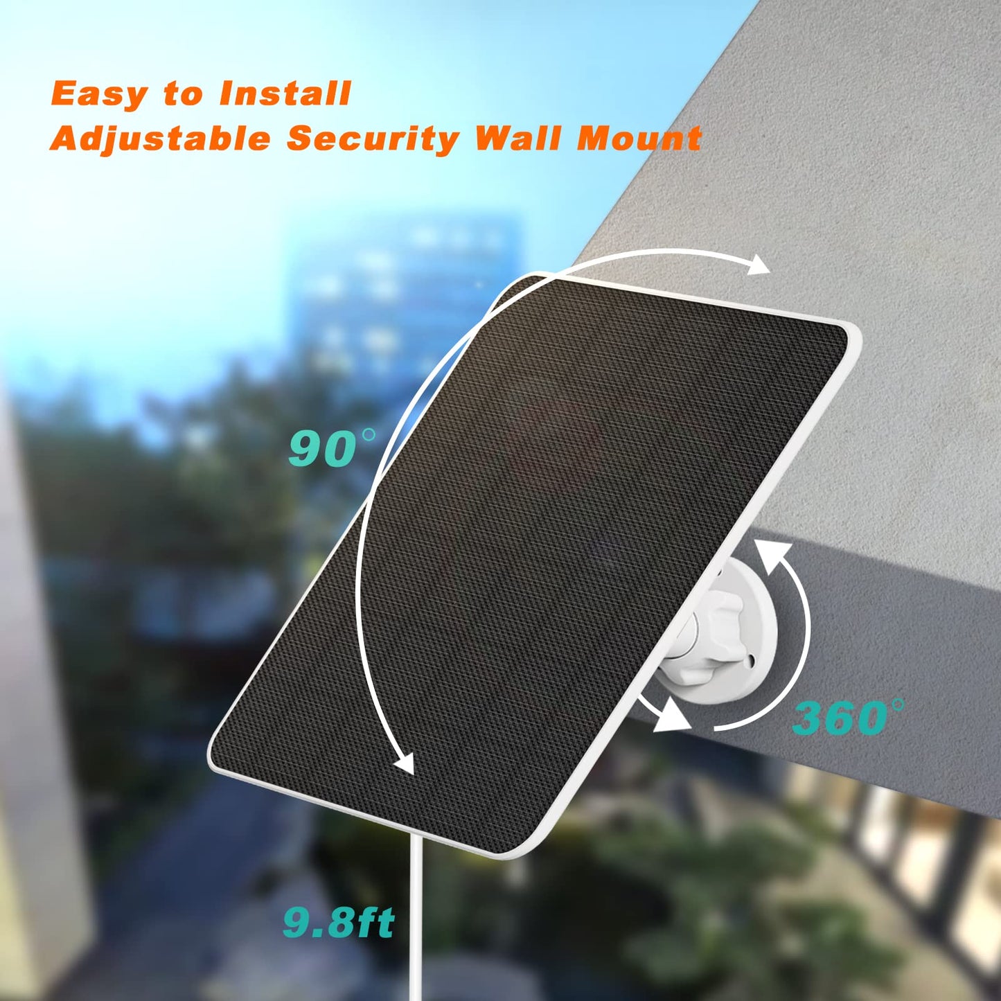 5W solar panel for Ring camera, solar charger compatible with Ring Stick Up Cam/Pro battery, Spotlight Cam Plus/Pro battery. Camera solar panel includes barrel plug to USB-C adapter, pack of 2.