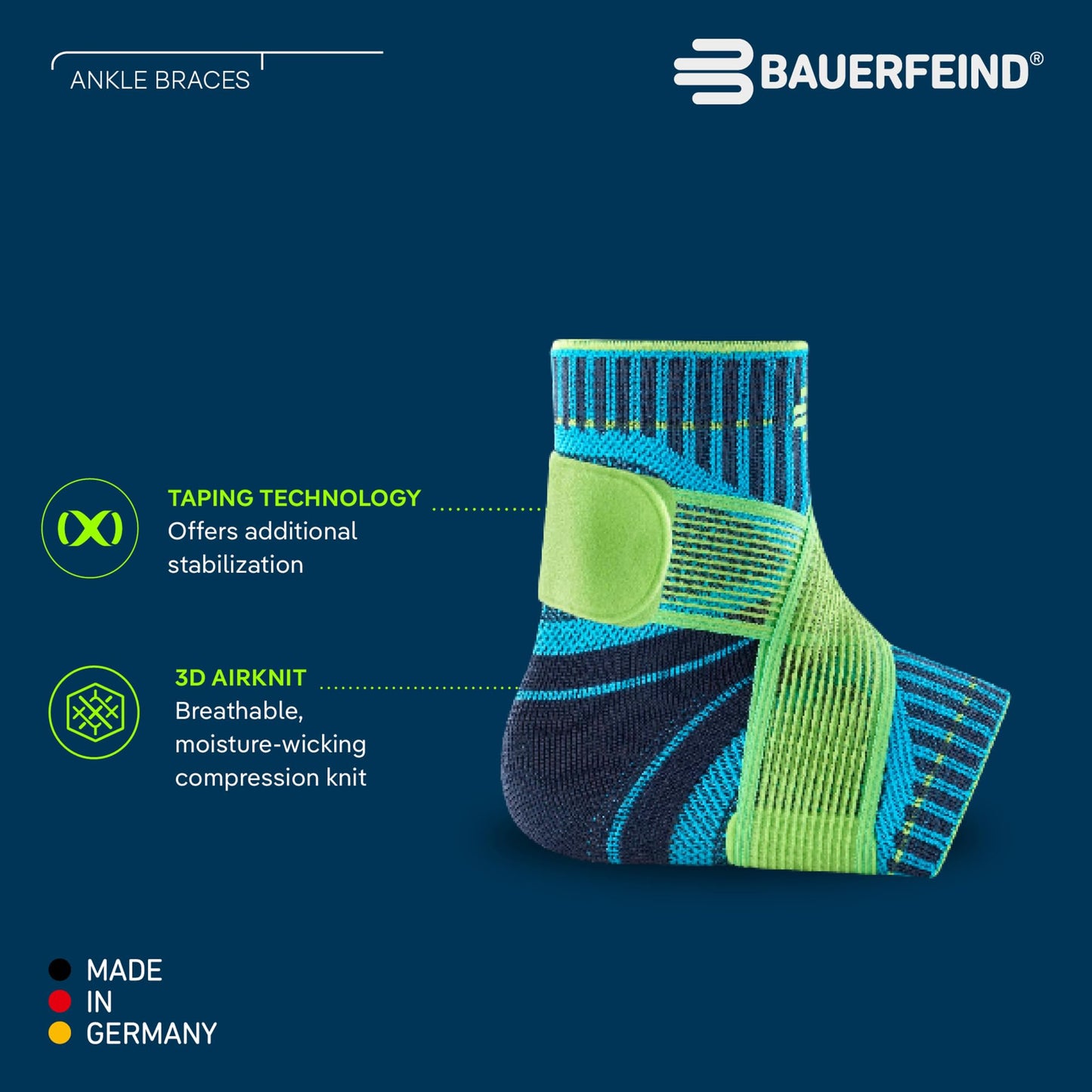 BAUERFEIND Ankle Support ankle brace for sports like soccer, fitness, and running. Prevents ankle injuries and provides stability. Pink, size L.