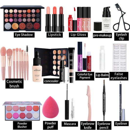 Professional makeup sets, MKNZOME makeup case for women's makeup set, makeup palettes, cosmetics, eyeshadow, lip gloss, birthday Christmas gift set.