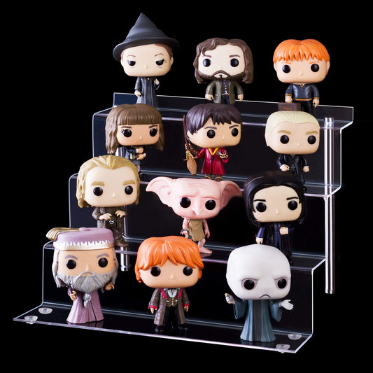 LileZbox acrylic display riser shelf for pops figures, clear large 4-tier display stand for showcasing or collecting, cupcake dessert product, 1 pack (30 x 28 x 22 cm)