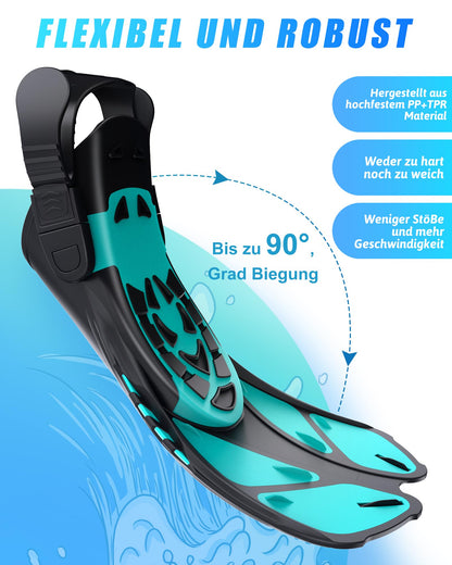 Lealinga Full Face snorkel mask with fins, Adult Snorkel Mask, Effortless Breathing, No Fogging, No Water Entry, 180° Vision and Camera Mount