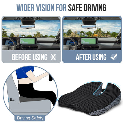 Ajiteogy wedge cushion for car seat driver - Ergonomic seat riser made of memory foam with wedge design - Compatible with driver's seat, van