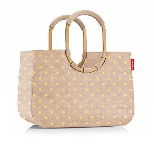 reisenthel loopshopper L frame metallic dots coffee - Stable bag with practical compartments made from recycled PET bottles - Charming and water-repellent design