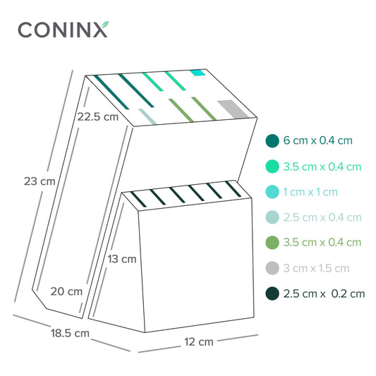 Coninx Rubber Wood Knife Block | Knife Holder 15 Slots Chef's Knife | Knife Block Without Knives | Suitable for 15 Knives, Sharpening Steel | Knife Stand for Kitchen Knives | 13 x 19 x 22 cm