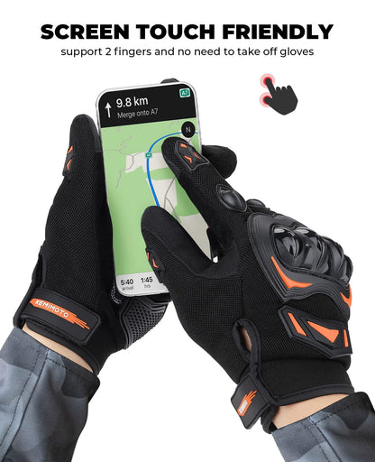KEMIMOTO Motorcycle Gloves Men, Motorcycle Gloves with Knuckle Protector and Touchscreen, Sport Gloves for Men and Women, for Motorcycle, Bicycle, Scooter, Hunting