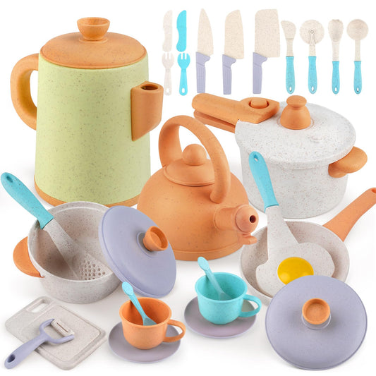 Dreamon Mud Kitchen Accessories Outdoor Kids Kitchen Play Kitchen Accessories Children's Pots And Pans Set 31PCS Kitchen Role Play Christmas Gift for Ages 3 4 5 6 years