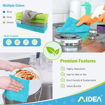 AIDEA Microfiber Cleaning Cloths 50 Pack, Microfiber Towels Dish Cloths Cleaning Rags Wiping Cloths Window Cloths, Soft Very Absorbent Lint Free Streak Free, For Home, Kitchen, Car, 30 x 30cm