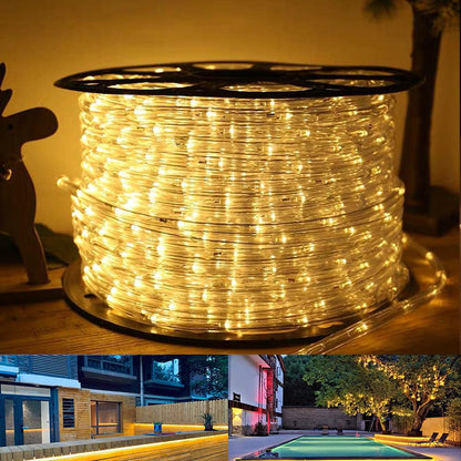 Ikodm LED light rope outdoor 1200 LEDs 50m light rope with timer 8 lighting modes waterproof string lights powered by electricity for indoor party Christmas Halloween wedding, warm white